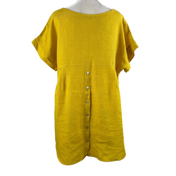 TERZO MILLENNIO Oversized 100% Linen Tunic Blouse in Yellow Size Small - Picture 3 of 8